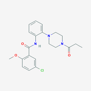 molecular formula C21H24ClN3O3 B243645 5-chloro-2-methoxy-N-[2-(4-propanoylpiperazin-1-yl)phenyl]benzamide 