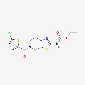 molecular formula C14H14ClN3O3S2 B2436454 Ethyl (5-(5-chlorothiophene-2-carbonyl)-4,5,6,7-tetrahydrothiazolo[5,4-c]pyridin-2-yl)carbamate CAS No. 1351618-62-6