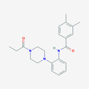 molecular formula C22H27N3O2 B243646 3,4-dimethyl-N-[2-(4-propanoylpiperazin-1-yl)phenyl]benzamide 