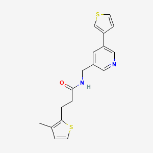molecular formula C18H18N2OS2 B2436462 3-(3-methylthiophen-2-yl)-N-((5-(thiophen-3-yl)pyridin-3-yl)methyl)propanamide CAS No. 1705864-92-1