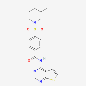 molecular formula C19H20N4O3S2 B2436463 4-((3-methylpiperidin-1-yl)sulfonyl)-N-(thieno[2,3-d]pyrimidin-4-yl)benzamide CAS No. 899734-57-7