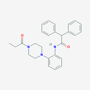 2,2-diphenyl-N-[2-(4-propanoylpiperazin-1-yl)phenyl]acetamide