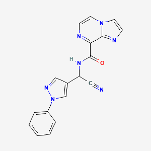 molecular formula C18H13N7O B2436475 N-[氰基-(1-苯基吡唑-4-基)甲基]咪唑并[1,2-a]嘧啶-8-甲酰胺 CAS No. 1465337-32-9