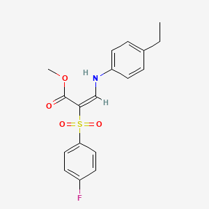 molecular formula C18H18FNO4S B2436487 methyl (2E)-3-[(4-ethylphenyl)amino]-2-[(4-fluorophenyl)sulfonyl]acrylate CAS No. 1327196-84-8