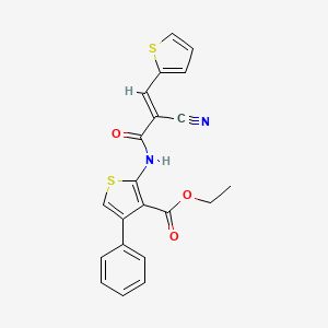 molecular formula C21H16N2O3S2 B2436492 (E)-2-(2-cyano-3-(thiophène-2-yl)acrylamido)-4-phénylthiophène-3-carboxylate d'éthyle CAS No. 327075-57-0