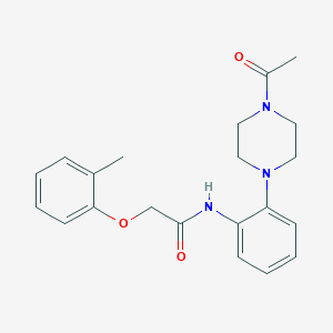 molecular formula C21H25N3O3 B243650 N-[2-(4-乙酰-1-哌嗪基)苯基]-2-(2-甲基苯氧基)乙酰胺 