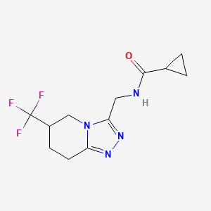 molecular formula C12H15F3N4O B2436503 N-{[6-(trifluoromethyl)-5H,6H,7H,8H-[1,2,4]triazolo[4,3-a]pyridin-3-yl]methyl}cyclopropanecarboxamide CAS No. 2097911-83-4