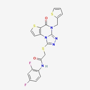 molecular formula C20H13F2N5O2S3 B2436509 N-(2,4-二氟苯基)-2-((5-氧代-4-(噻吩-2-基甲基)-4,5-二氢噻吩并[2,3-e][1,2,4]三唑并[4,3-a]嘧啶-1-基)硫代)乙酰胺 CAS No. 1242868-02-5