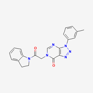 molecular formula C21H18N6O2 B2436515 6-[2-(2,3-Dihydroindol-1-yl)-2-oxoethyl]-3-(3-methylphenyl)triazolo[4,5-d]pyrimidin-7-one CAS No. 872591-00-9