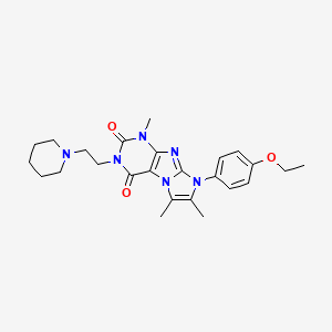 molecular formula C25H32N6O3 B2436533 8-(4-ethoxyphenyl)-1,6,7-trimethyl-3-(2-(piperidin-1-yl)ethyl)-1H-imidazo[2,1-f]purine-2,4(3H,8H)-dione CAS No. 896836-49-0