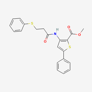 molecular formula C21H19NO3S2 B2436549 Methyl 5-phenyl-3-(3-(phenylthio)propanamido)thiophene-2-carboxylate CAS No. 477326-65-1