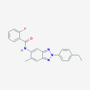 molecular formula C22H19FN4O B243658 N-[2-(4-ethylphenyl)-6-methyl-2H-1,2,3-benzotriazol-5-yl]-2-fluorobenzamide 