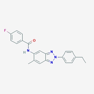 molecular formula C22H19FN4O B243659 N-[2-(4-ethylphenyl)-6-methyl-2H-1,2,3-benzotriazol-5-yl]-4-fluorobenzamide 