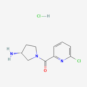 molecular formula C10H13Cl2N3O B2436596 (3R)-1-(6-chloropyridine-2-carbonyl)pyrrolidin-3-amine hydrochloride CAS No. 1799366-56-5