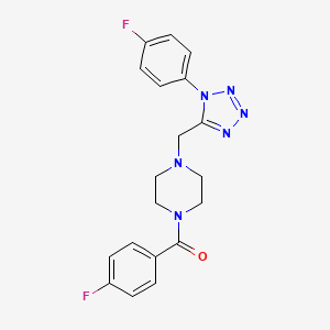 molecular formula C19H18F2N6O B2436597 (4-fluorophenyl)(4-((1-(4-fluorophenyl)-1H-tetrazol-5-yl)methyl)piperazin-1-yl)methanone CAS No. 1040650-45-0