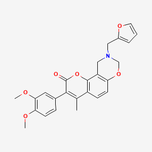 molecular formula C25H23NO6 B2436598 3-(3,4-dimethoxyphenyl)-9-(furan-2-ylmethyl)-4-methyl-9,10-dihydrochromeno[8,7-e][1,3]oxazin-2(8H)-one CAS No. 951973-27-6