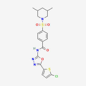 molecular formula C20H21ClN4O4S2 B2436610 N-(5-(5-chlorothiophen-2-yl)-1,3,4-oxadiazol-2-yl)-4-((3,5-dimethylpiperidin-1-yl)sulfonyl)benzamide CAS No. 533872-32-1