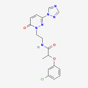 molecular formula C17H17ClN6O3 B2436625 2-(3-chlorophenoxy)-N-(2-(6-oxo-3-(1H-1,2,4-triazol-1-yl)pyridazin-1(6H)-yl)ethyl)propanamide CAS No. 1448028-94-1