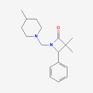 molecular formula C18H26N2O B2436645 3,3-Dimethyl-1-[(4-methylpiperidin-1-yl)methyl]-4-phenylazetidin-2-one CAS No. 1376285-90-3