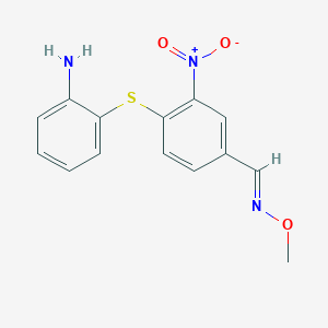 molecular formula C14H13N3O3S B2436653 4-[(2-aminophenyl)sulfanyl]-3-nitrobenzenecarbaldehyde O-methyloxime CAS No. 860786-01-2