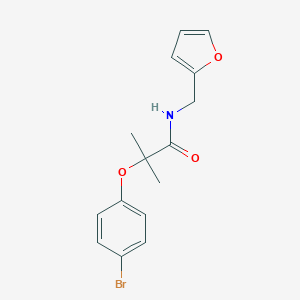 molecular formula C15H16BrNO3 B243668 2-(4-bromophenoxy)-N-(furan-2-ylmethyl)-2-methylpropanamide 