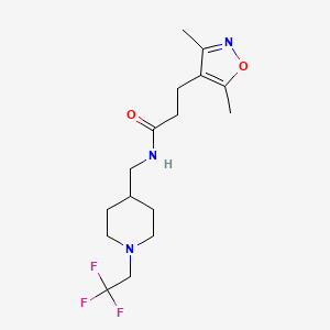 molecular formula C16H24F3N3O2 B2436682 3-(3,5-Dimethyl-1,2-oxazol-4-yl)-N-[[1-(2,2,2-trifluoroethyl)piperidin-4-yl]methyl]propanamide CAS No. 2320505-51-7