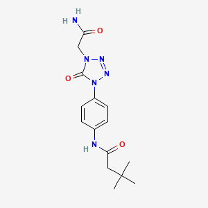 molecular formula C15H20N6O3 B2436691 N-(4-(4-(2-amino-2-oxoethyl)-5-oxo-4,5-dihydro-1H-tetrazol-1-yl)phenyl)-3,3-dimethylbutanamide CAS No. 1396848-49-9