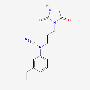 molecular formula C15H18N4O2 B2436692 3-{3-[Cyano(3-ethylphenyl)amino]propyl}imidazolidine-2,4-dione CAS No. 1445659-30-2
