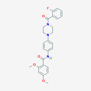molecular formula C26H26FN3O4 B243670 N-{4-[4-(2-fluorobenzoyl)-1-piperazinyl]phenyl}-2,4-dimethoxybenzamide 