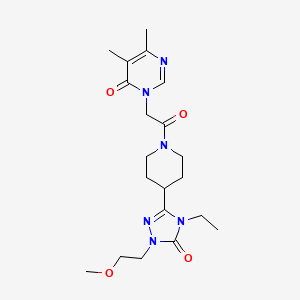 molecular formula C20H30N6O4 B2436708 3-(2-(4-(4-ethyl-1-(2-methoxyethyl)-5-oxo-4,5-dihydro-1H-1,2,4-triazol-3-yl)piperidin-1-yl)-2-oxoethyl)-5,6-dimethylpyrimidin-4(3H)-one CAS No. 1798023-17-2