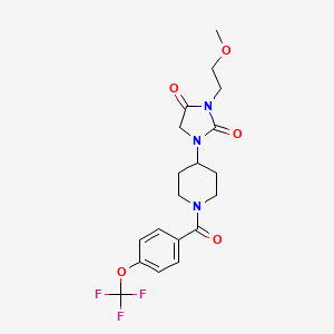 molecular formula C19H22F3N3O5 B2436711 3-(2-甲氧基乙基)-1-(1-(4-(三氟甲氧基)苯甲酰)哌啶-4-基)咪唑烷并噁二酮-2,4-二酮 CAS No. 2034374-68-8