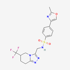 molecular formula C18H18F3N5O3S B2436723 4-(2-methyloxazol-4-yl)-N-((6-(trifluoromethyl)-5,6,7,8-tetrahydro-[1,2,4]triazolo[4,3-a]pyridin-3-yl)methyl)benzenesulfonamide CAS No. 2034556-89-1