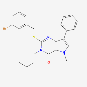 molecular formula C25H26BrN3OS B2436733 2-((3-溴苄基)硫代)-3-异戊基-5-甲基-7-苯基-3H-吡咯并[3,2-d]嘧啶-4(5H)-酮 CAS No. 1115458-97-3