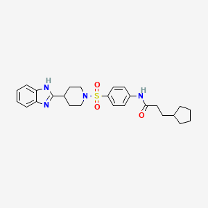 molecular formula C26H32N4O3S B2436738 N-(4-((4-(1H-苯并[d]咪唑-2-基)哌啶-1-基)磺酰基)苯基)-3-环戊基丙酰胺 CAS No. 886888-39-7