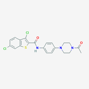 molecular formula C21H19Cl2N3O2S B243674 N-[4-(4-acetylpiperazin-1-yl)phenyl]-3,6-dichloro-1-benzothiophene-2-carboxamide 
