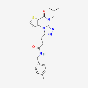 molecular formula C22H25N5O2S B2436740 3-(4-isobutyl-5-oxo-4,5-dihydrothieno[2,3-e][1,2,4]triazolo[4,3-a]pyrimidin-1-yl)-N-(4-methylbenzyl)propanamide CAS No. 1189491-43-7