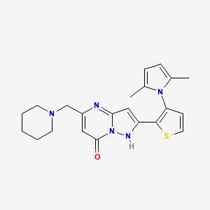 molecular formula C22H25N5OS B2436741 2-[3-(2,5-二甲基-1H-吡咯-1-基)-2-噻吩基]-5-(哌啶甲基)吡唑并[1,5-a]嘧啶-7-醇 CAS No. 439111-89-4