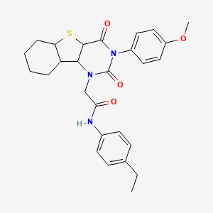 molecular formula C27H23N3O4S B2436763 N-(4-ethylphenyl)-2-[5-(4-methoxyphenyl)-4,6-dioxo-8-thia-3,5-diazatricyclo[7.4.0.0^{2,7}]trideca-1(9),2(7),10,12-tetraen-3-yl]acetamide CAS No. 902556-70-1