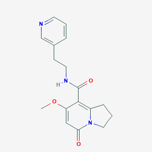 molecular formula C17H19N3O3 B2436765 7-甲氧基-5-氧代-N-(2-(吡啶-3-基)乙基)-1,2,3,5-四氢吲哚并嗪-8-甲酰胺 CAS No. 2034420-49-8