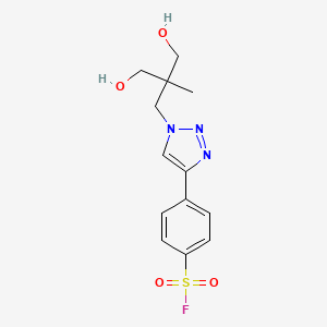 molecular formula C13H16FN3O4S B2436774 4-[1-[3-Hydroxy-2-(hydroxymethyl)-2-methylpropyl]triazol-4-yl]benzenesulfonyl fluoride CAS No. 2248845-25-0