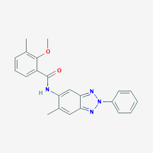 molecular formula C22H20N4O2 B243679 2-methoxy-3-methyl-N-(6-methyl-2-phenyl-2H-1,2,3-benzotriazol-5-yl)benzamide 