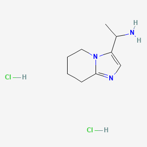 molecular formula C9H17Cl2N3 B2436791 1-(5,6,7,8-四氢咪唑并[1,2-a]吡啶-3-基)乙胺二盐酸盐 CAS No. 2243515-89-9