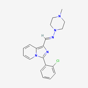 molecular formula C19H20ClN5 B2436798 (E)-N-((3-(2-chlorophenyl)imidazo[1,5-a]pyridin-1-yl)methylene)-4-methylpiperazin-1-amine CAS No. 618859-62-4