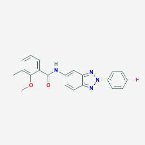 molecular formula C21H17FN4O2 B243680 N-[2-(4-fluorophenyl)-2H-1,2,3-benzotriazol-5-yl]-2-methoxy-3-methylbenzamide 