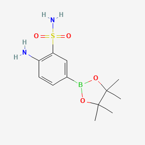 molecular formula C12H19BN2O4S B2436833 NC1=C(C=C(C=C1)B1OC(C(O1)(C)C)(C)C)S(=O)(=O)N CAS No. 1864802-79-8