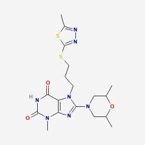 8-(2,6-dimethylmorpholino)-3-methyl-7-(3-((5-methyl-1,3,4-thiadiazol-2-yl)thio)propyl)-1H-purine-2,6(3H,7H)-dione