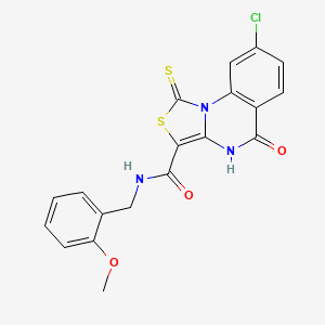 molecular formula C19H14ClN3O3S2 B2436840 8-chloro-N-(2-methoxybenzyl)-5-oxo-1-thioxo-4,5-dihydro-1H-thiazolo[3,4-a]quinazoline-3-carboxamide CAS No. 1110970-21-2