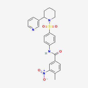 molecular formula C24H24N4O5S B2436851 4-methyl-3-nitro-N-(4-((2-(pyridin-3-yl)piperidin-1-yl)sulfonyl)phenyl)benzamide CAS No. 393834-79-2