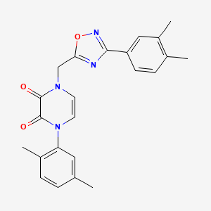 molecular formula C23H22N4O3 B2436859 1-(2,5-dimethylphenyl)-4-((3-(3,4-dimethylphenyl)-1,2,4-oxadiazol-5-yl)methyl)pyrazine-2,3(1H,4H)-dione CAS No. 1251635-48-9