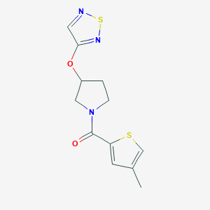 molecular formula C12H13N3O2S2 B2436876 (3-((1,2,5-Thiadiazol-3-yl)oxy)pyrrolidin-1-yl)(4-methylthiophen-2-yl)methanone CAS No. 2189435-01-4